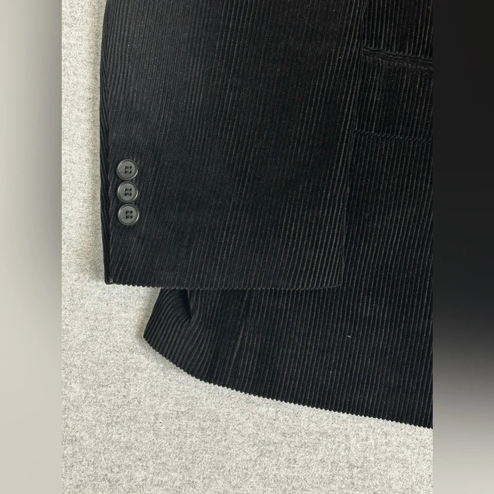 J.G. Hook Blazer Mens 48R Black Corduroy Sport Coat 2 Button Notch Lapel Lined